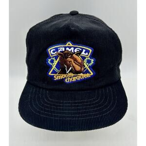 Vintage Joe Camel Cigarette Smooth Character Corduroy Snapback Cap Hat Taiwan